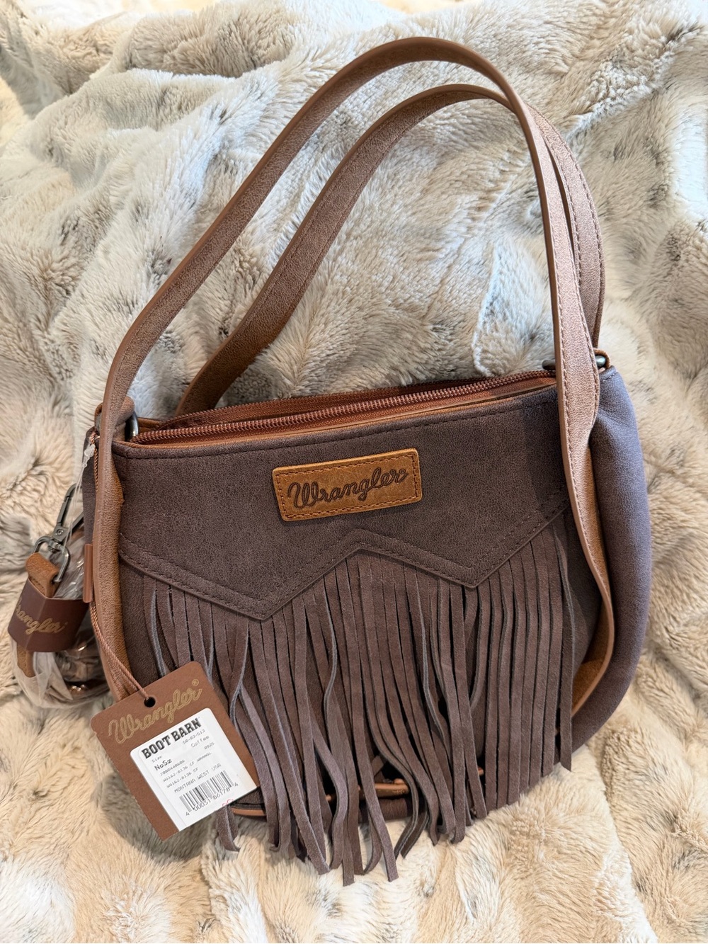 Wrangler Women’s Mini Fringe Two Tone Crossbody Tote